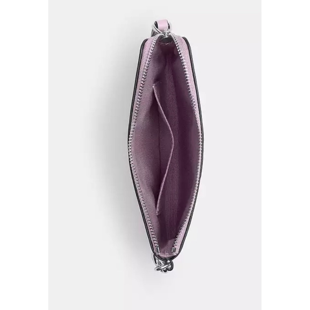 Coach Embossed Signature Logo Lavender Leather Wristlet Pouch Bag Charm - Picture 2 of 5